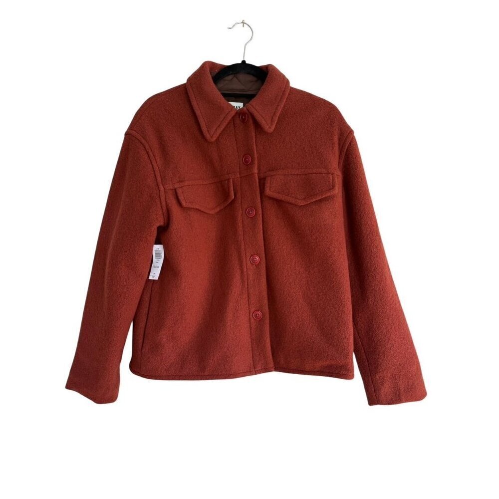 NWT Aritzia Sunday Best Rich Rust Color Merino Wool Shirt Jacket Small